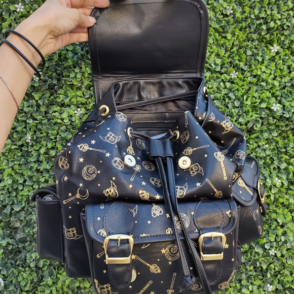 NEW gold and black Sailor Moon anime backpack bag - Picture 5 of 8
